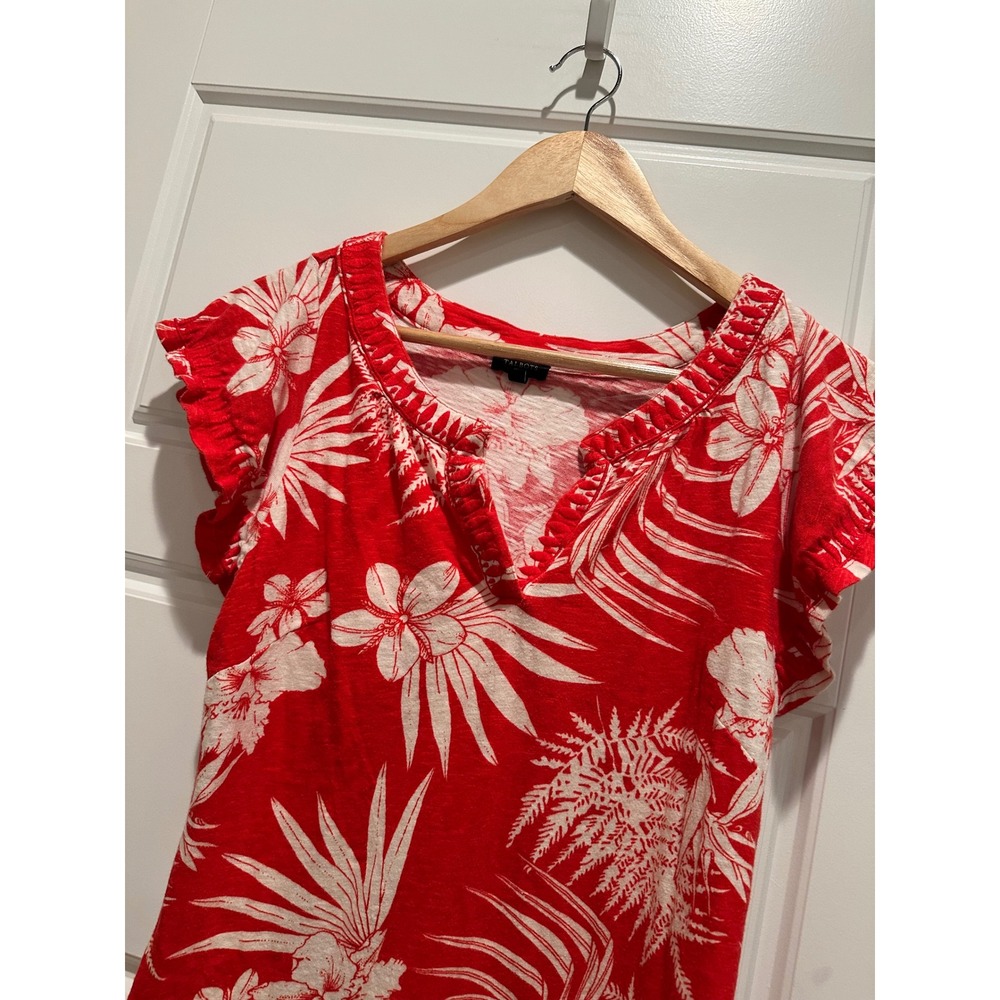 Talbots Petite Small Red Tropical Floral Flutter Sleeve Embroidered Shift Dress - Picture 3 of 7